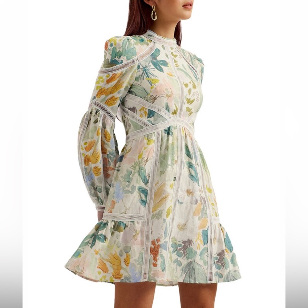 Ted Baker Multicolor Floral Long Sleeve Dress